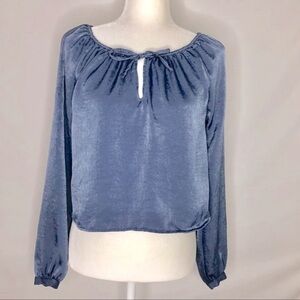 Urban renewal periwinkle silky long sleeve top, S